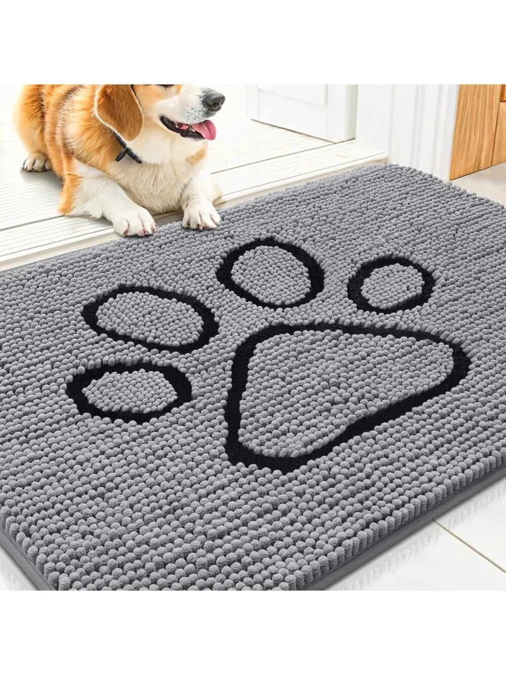 New Dog Door Mat for Muddy Paws, Absorbent Dirt Trapper Non-Slip Mat 30 x 20 in